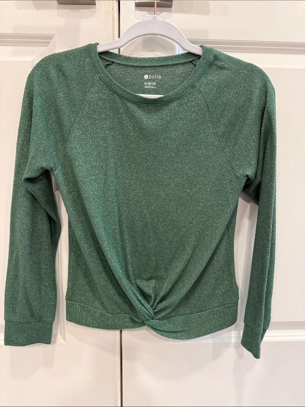 Zella Green Heather Twist-Front Long Sleeve Tee